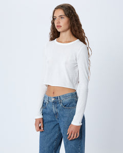 Long Sleeve Crop Baby Tee | Natural White