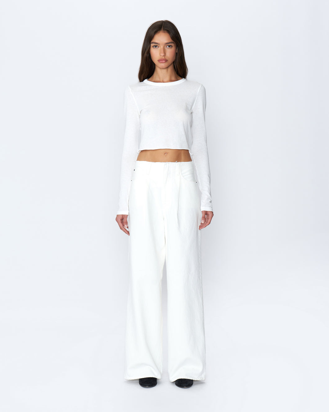 Taylor | White | High Rise | Wide Leg Jean