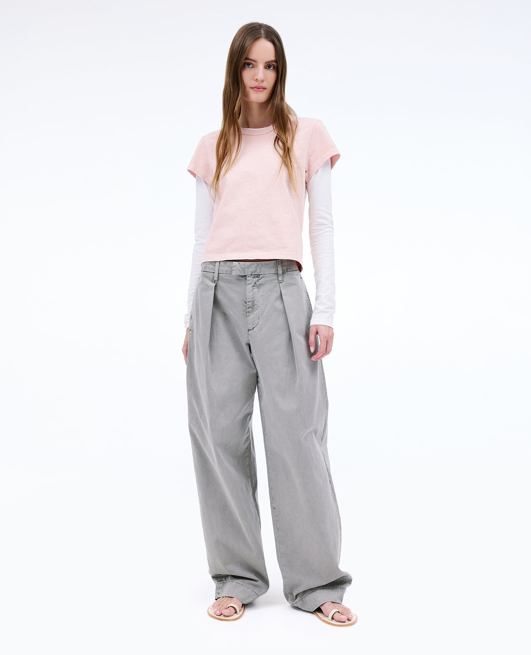 Wide Pleat Chino | Washed Sage |  Pant