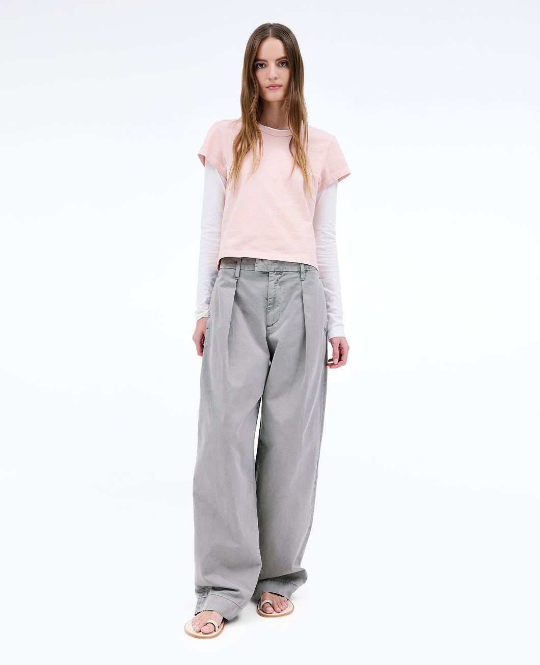 Wide Pleat Chino | Washed Sage |  Pant